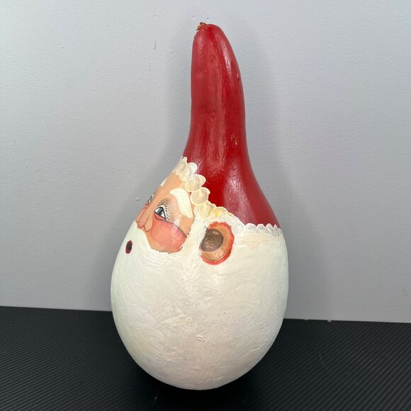 Hand Painted Santa Claus LARGE Gourd Christmas Folk Art 16” Tall Unique Rustic - Picture 8 of 13